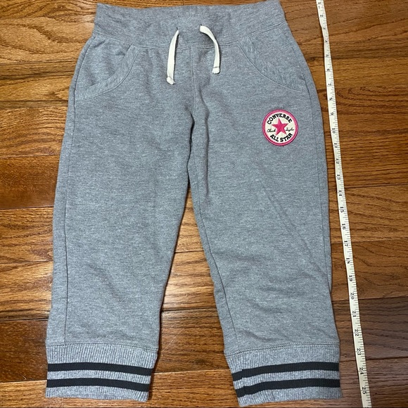2/$20 Converse All Star Girls’ Grey 3/4 Sweatpants Size L - Picture 3 of 4